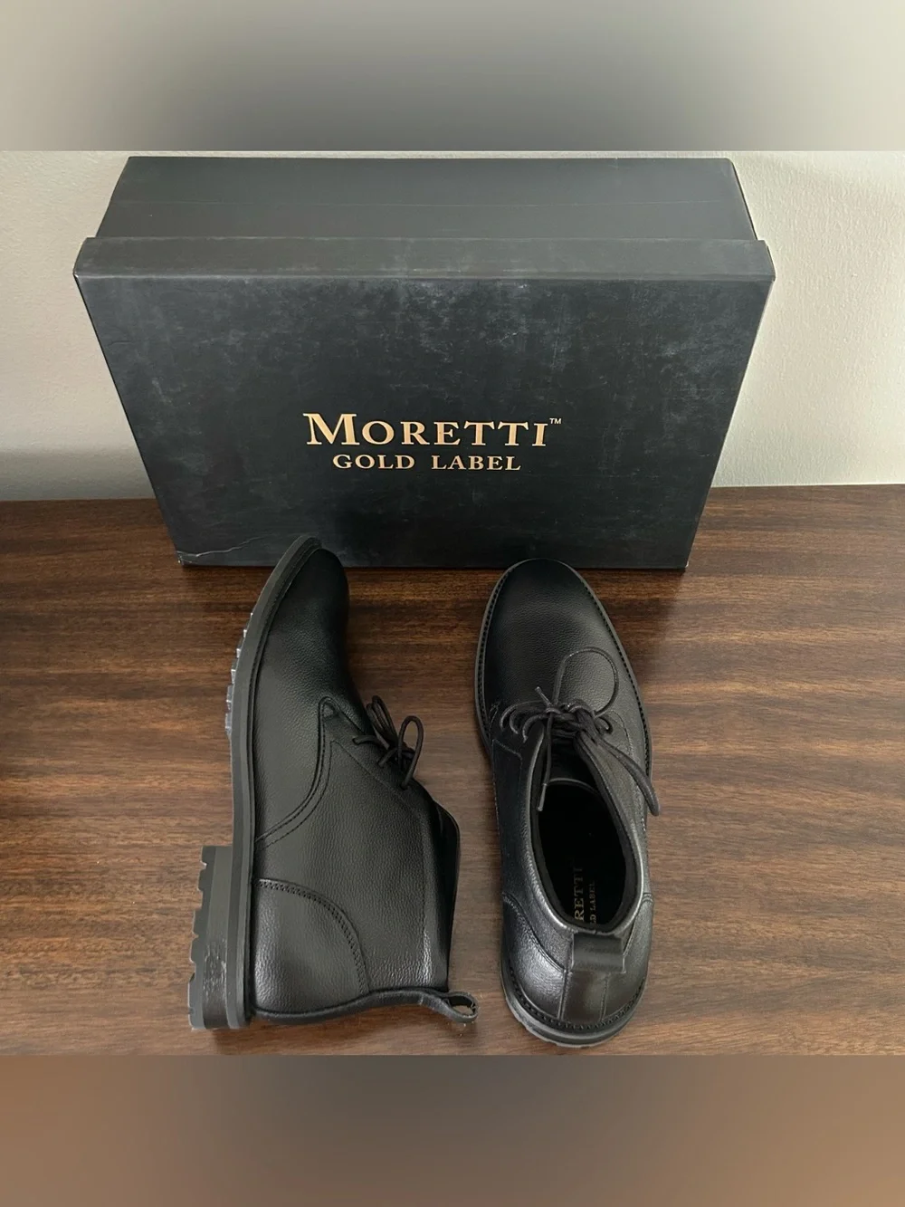Moretti Gold Label Ganado Men's Leather Chukka Black Boots Shoes Size 8.5 D